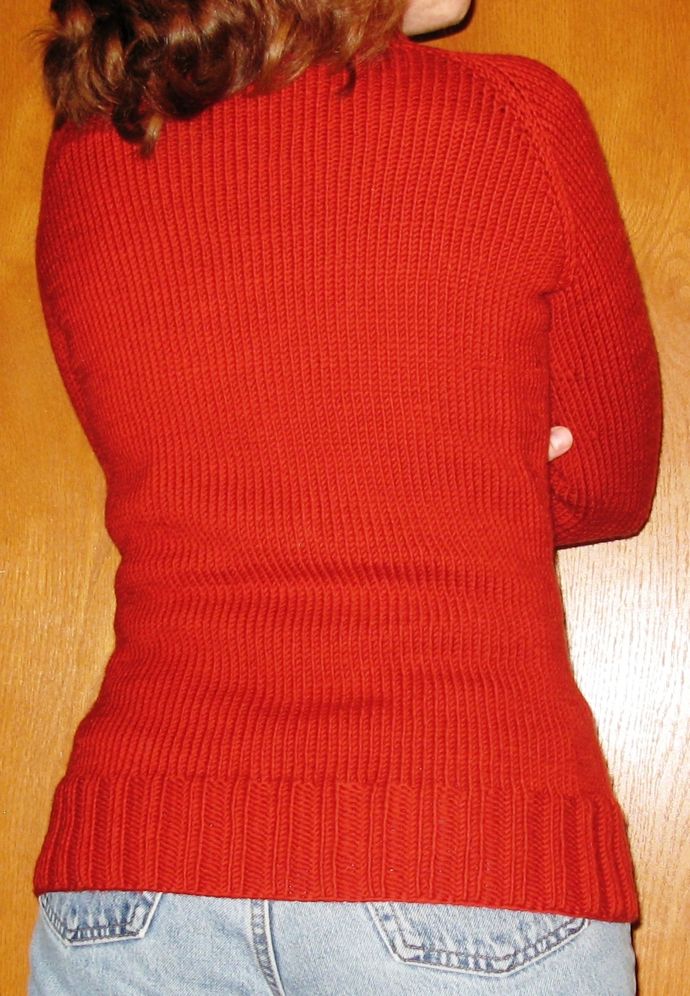 rust raglan - back view
